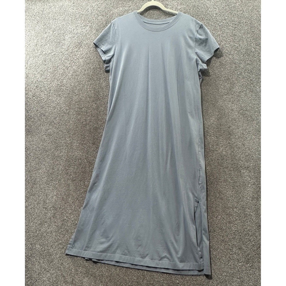 Life is Good Crusher Tshirt Midi Dress Women XL Blue Gray Cotton Short Sleeve